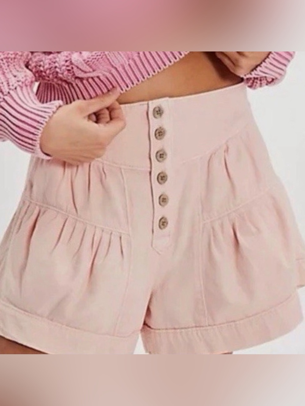 We The Free Fleur Shorts Button-Front High-Waist Jean Shorts